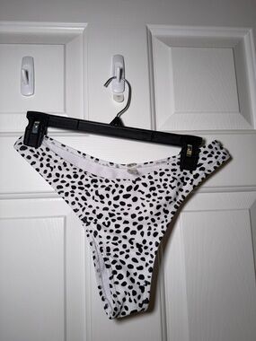 White & Black Dalmatian Print Bikini Bottom